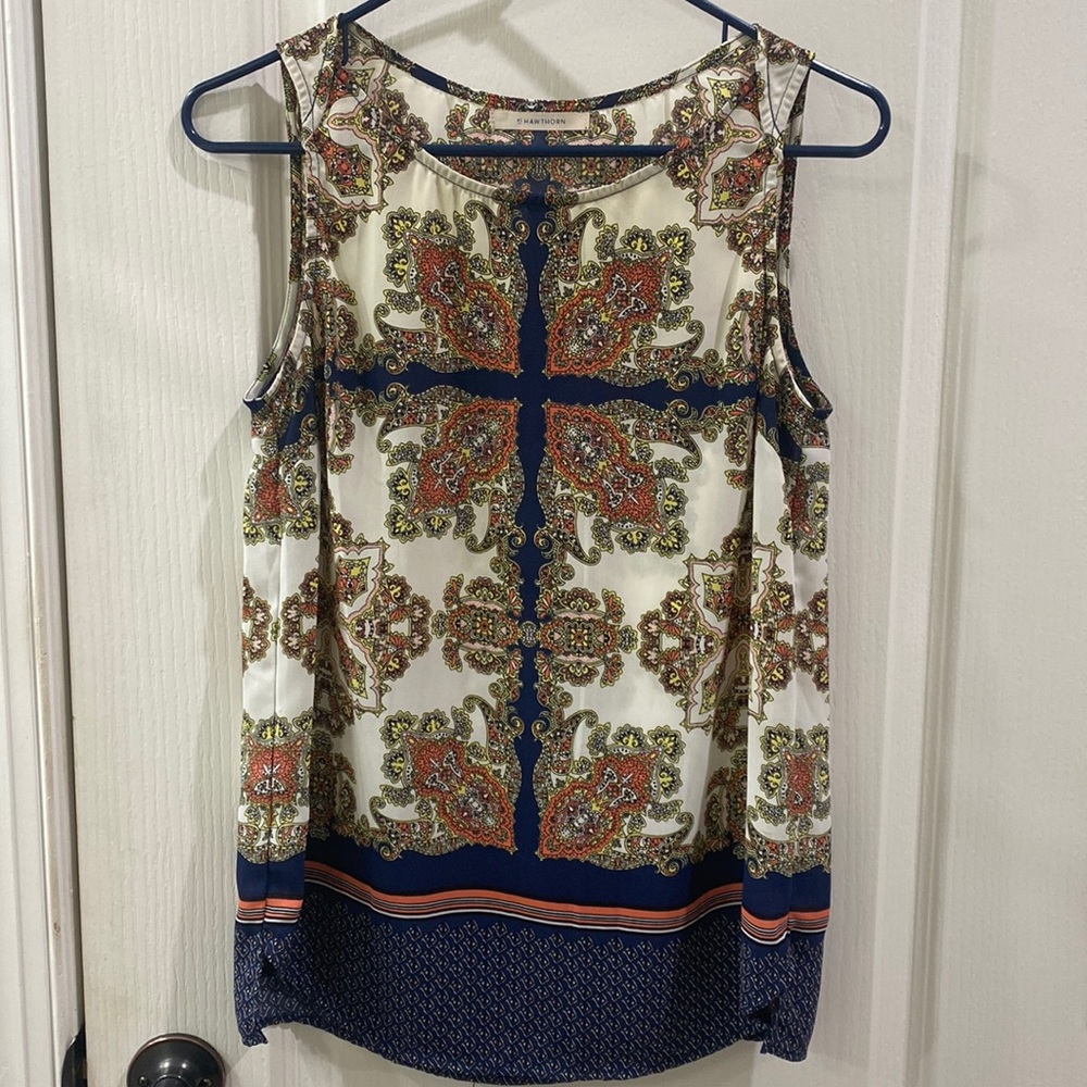 Edwin scarf print top